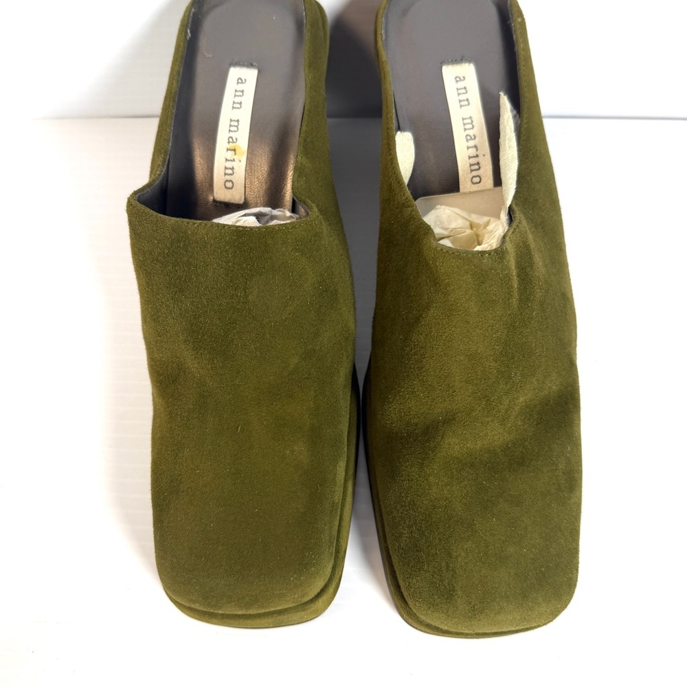 Ann Marino Women's Olive Suede Loafers - Picture 8 of 10